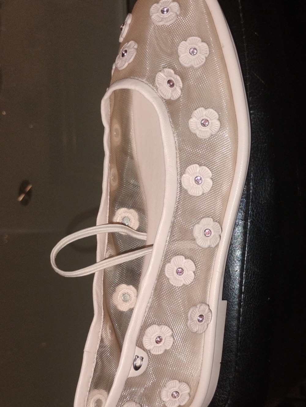 Coach White Floral Mesh Ballet Flat